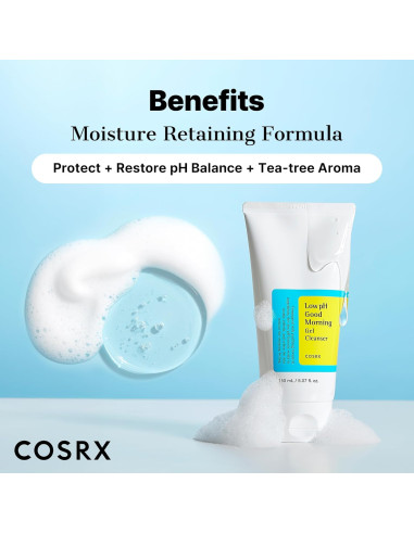 COSRX Low pH Good Morning Gel Cleanser fördelar med återfuktande formula och balanserat pH