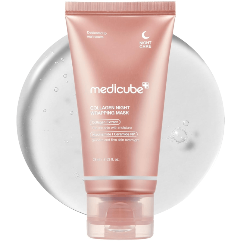 Medicube Collagen Night Wrapping Mask nattmask i tub framifrån med geltextur och fuktgivande formula