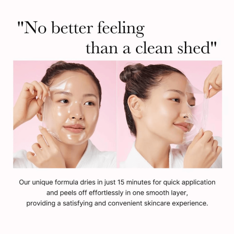 Medicube Collagen Night Wrapping Mask nattmask peel off effekt som tas bort från ansiktet med glow resultat